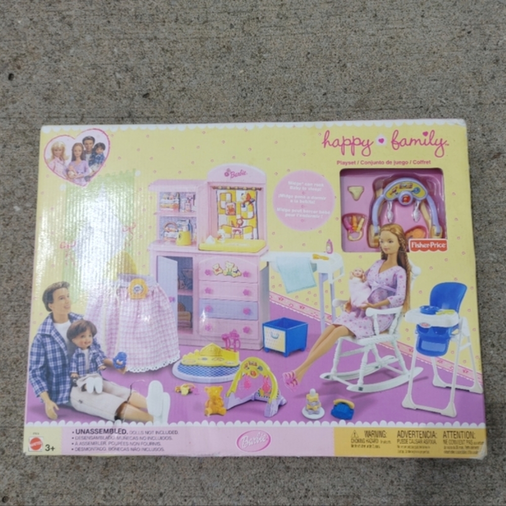 New Barbie Happy Family Nursery Playset 2002 Fisher Price Mattel Box Dmgd